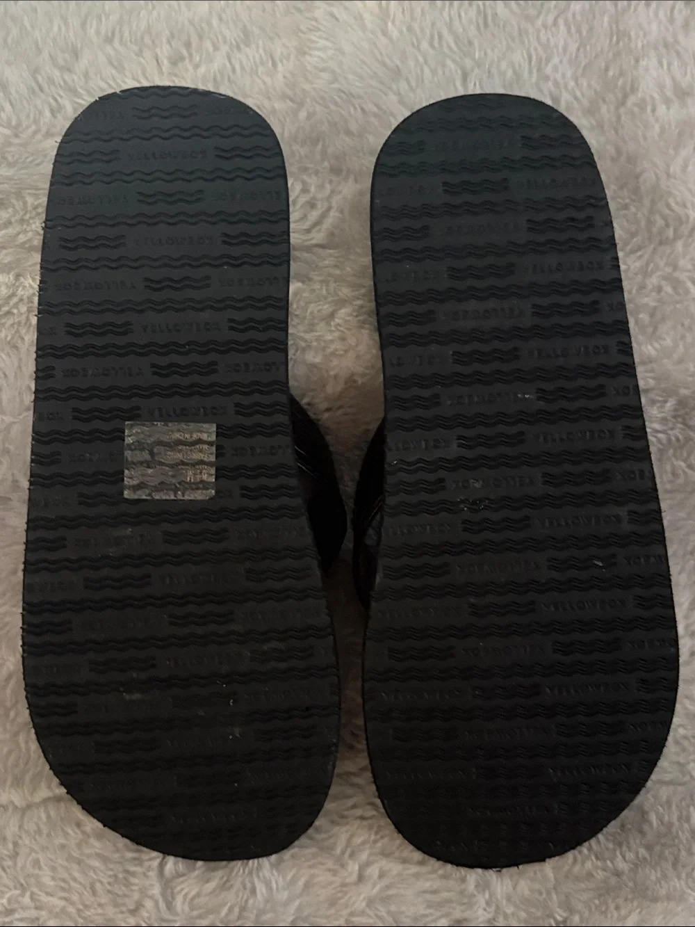 Yellow Box Black Footbed Flip Flops with Brown Croc-Strap Women's Size 8.5 - Picture 6 of 9